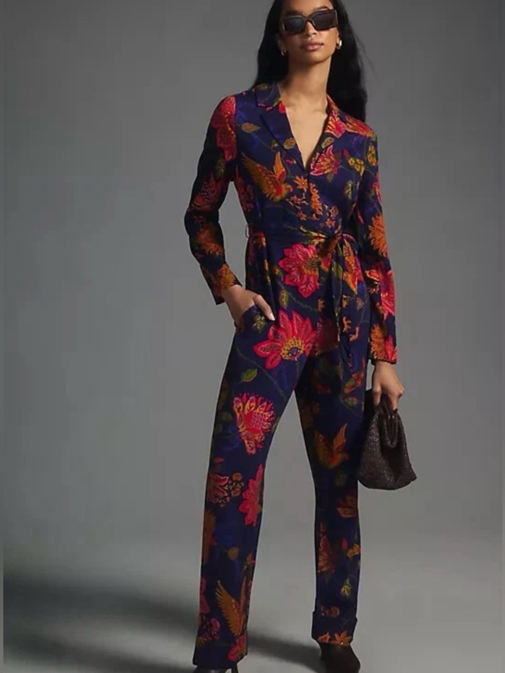 NWOT Farm Rio Anthropologie Jumpsuit Birds Floral Size Small